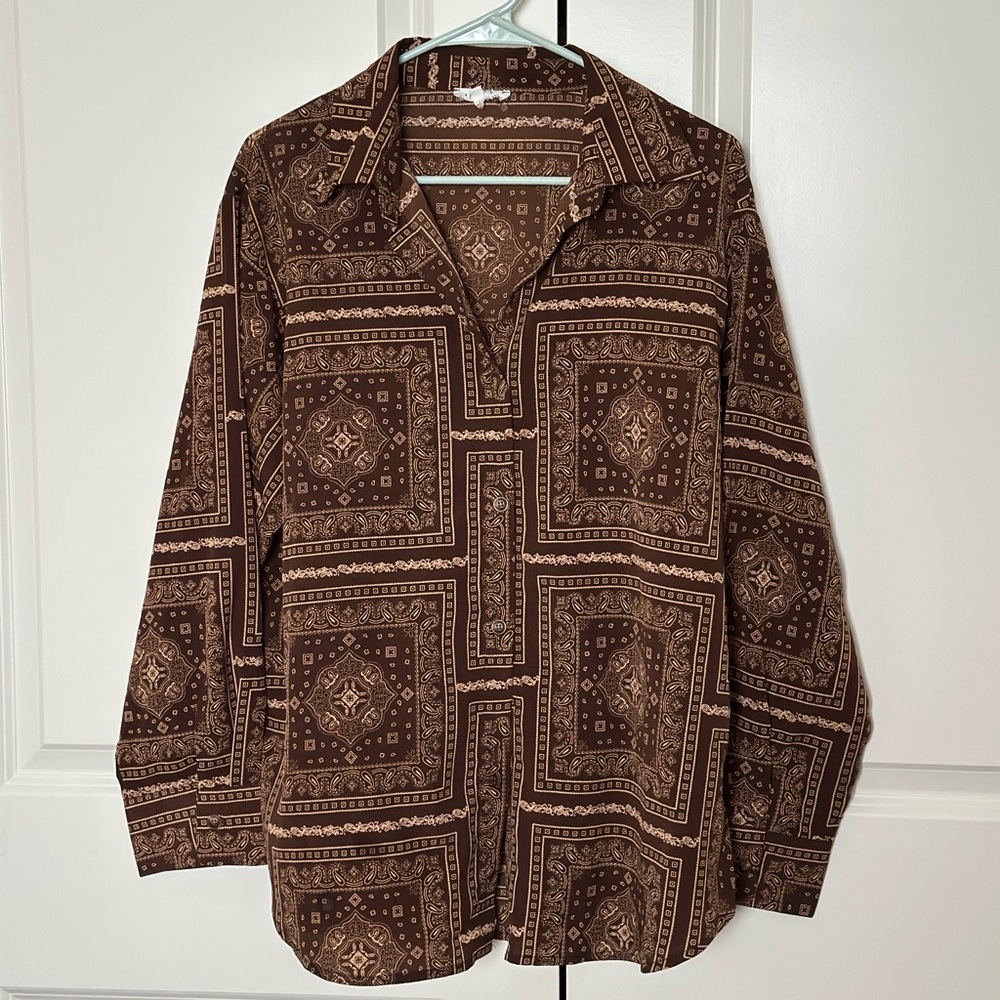 Brown Paisley Button Up Shirt